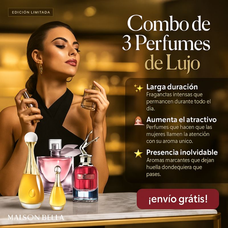 COMBO 3 PERFUMES - J'ADORE, SCANDAL Y LA VIE EST BELLE (100ML CADA UNO) - PROMOCION CIERRE DE LA TIENDA